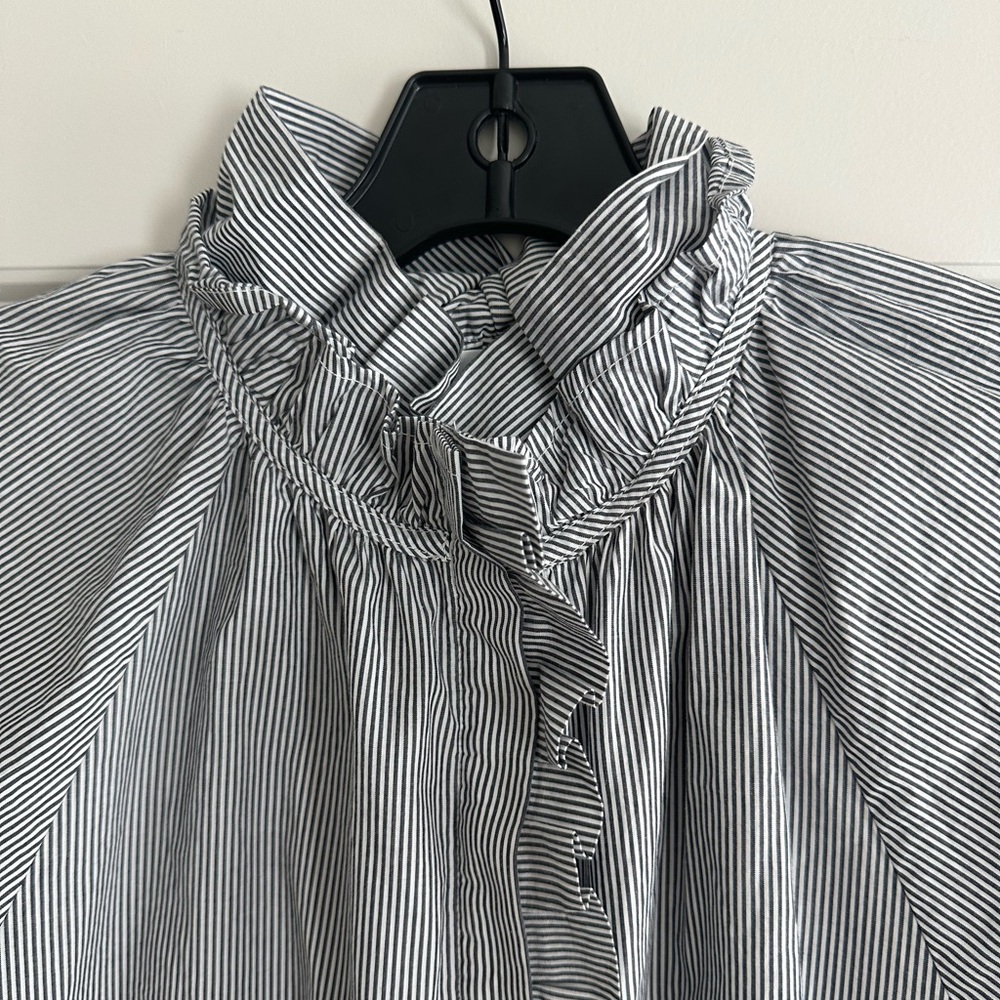 SUNDAYS pin stripe, ruffle details blouse